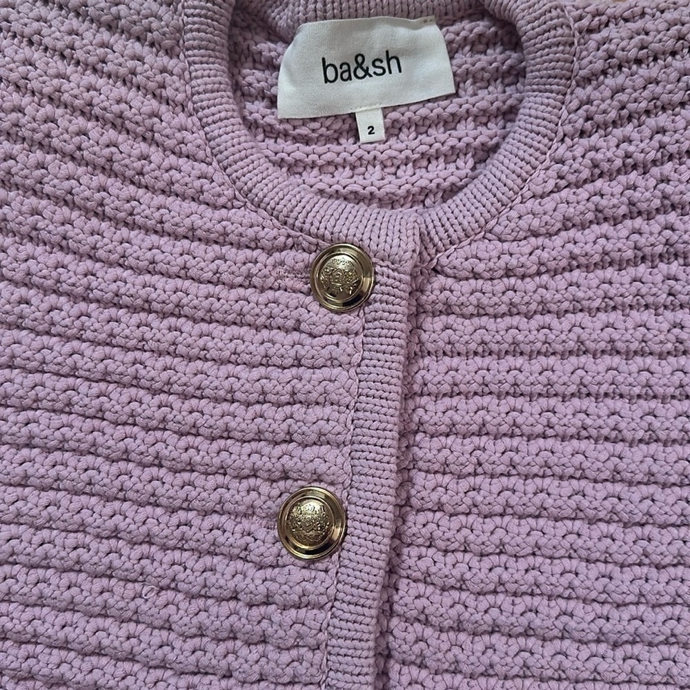 NEW Ba&sh Bash Gaspard Tweed Cardigan Jacket In Purple Lilac | size 2 / M - Picture 9 of 13